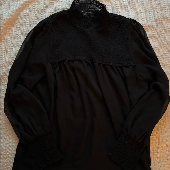 [M] Laundry By Shelli Segal Black Ruffled Long Sleeve Blouse - Picture 1 of 6
